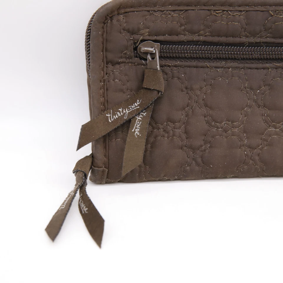 Thirty-One 31 Womens Wallet Brown Quilted Organizer Nylon Lightweight Zip Around - Image 2 of 4
