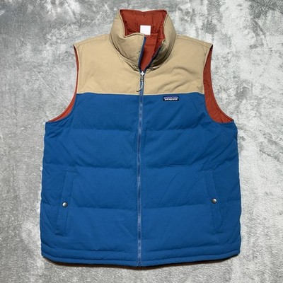 Patagonia Bivy Reversible Puffer Down Vest Jacket Mens Sz Large Blue Orange