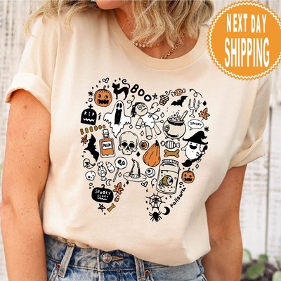 Funny Halloween Teeth T-Shirt, Spooky Halloween Dentist Natural T-Shirt