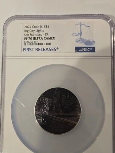 2024 COOK ISLANDS $5 SILVER SAN FRANCISCO BIG CITY LIGHTS NGC PF70 FIRST RELEASE