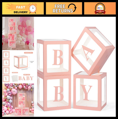 Transparent Baby Boxes with Letters for Baby Shower, Gender Reveal & Party Decor