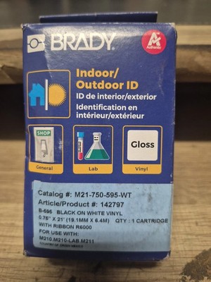 Brady 142797 Labels Sign Printable Label Vinyl Matte Black/White 3/4''x21' New