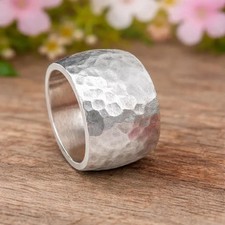 Hammered Dome Band Ring925 Sterling Silver Wide Textured Band Ring All Size R159