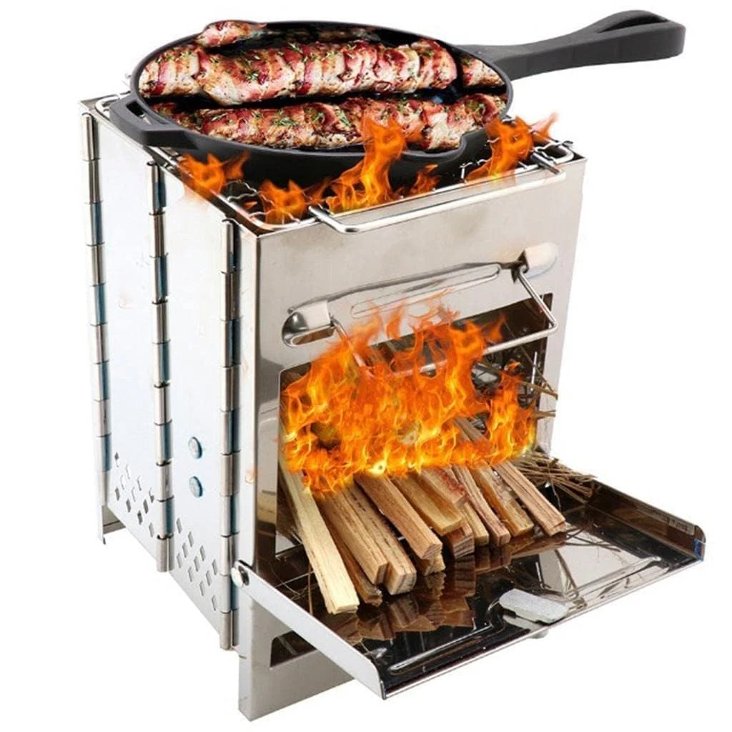 BBQ grill fordable stainless steel Charcoal Folding Barbecue Wood Burninng Stove