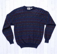 Vintage Segreto Italy 90's Geometric Color Block Merino Wool Grandpa Sweater