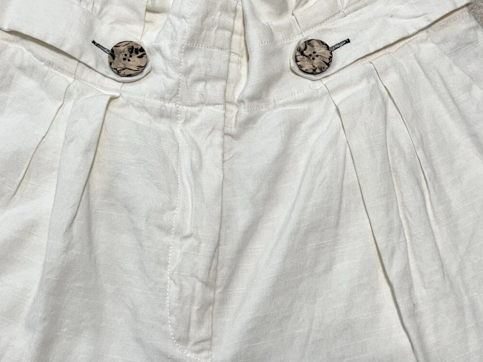 Pantalones Cortos VERONICA BEARD GWEN Marfil Blanco LINO Mujer’s Bolsa de Papel de tiro alto Talla 14 Foto 2 de 4
