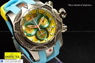 RARE Invicta Men's 53mm Venom PUPPY ED Chrono Qrtz Yellow/Light Blue Watch