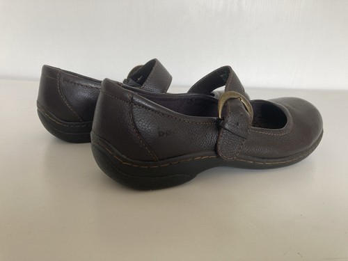 BOC Born Dark Brown Leather Chunky Flat Mary Janes With Buckle Size 5 - Picture 4 of 23