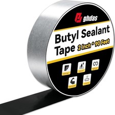 - 1 Pack Butyl Sealant Tape 2" X 90' - Double Sided - Black Vapor Barrier But...