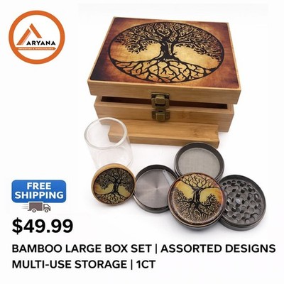 BAMBOO LARGE BOX SET | ASSORTED DESIGNS | MULTI-USE STORAGE | 1CT