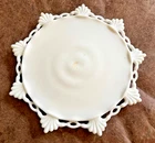 Vintage Westmoreland Milk Glass Low Pedestal Cake Stand Reticulated Open Lace 9"