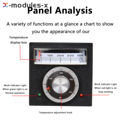 AC220V/380V Thermostat Temperature Controller E/ K Type Pointer Display 0-400 