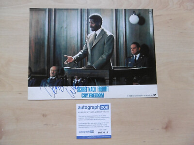 Denzel Washington Original Autogramm signed A4 Lobbycard Schrei Nach Freihe ACOA
