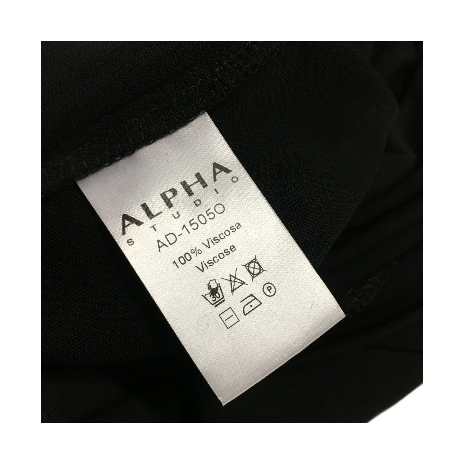 Women's Dress V-neck ALPHA STUDIO Half Sleeve Black Art AD1505O 100percent Viscose image 3