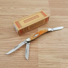Rough Ryder Stockman Pocket Knife Stainless Blades Orange Smooth Bone Handle