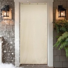 Waterproof Quilted Door Curtain Heavy Duty Self-Adhesive Thermal Insulated Drape