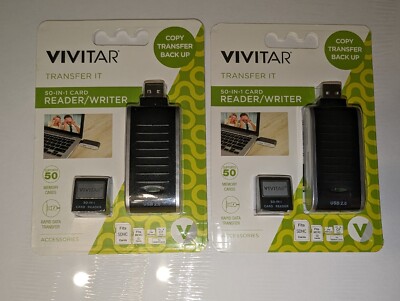 2 Pack Vivitar Transfer It - 50-in-1 Card Reader/Writer - New / Factory sealed