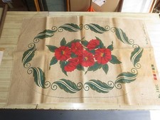 SANITIZED Supreme FLORAL DESIGN Burlap Cloth #380C for HOOKED RUG - 24" x 36"