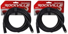 (2) Rockville RDX3M25 25 Foot 3 Pin DMX Lighting Cables 100% OFC Female to Male