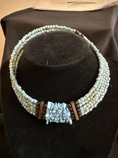 Turquoise Glass Beads Adjustable Choker And Bracelet Set