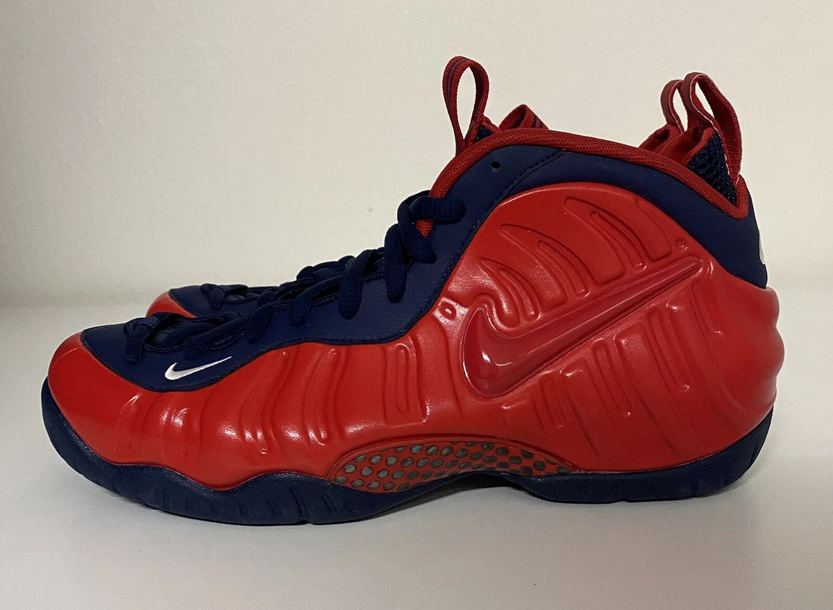 Nike Air Foamposite Pro USA Crimson Red Navy Blue White Mens Sz 9.5 CZ1911 600