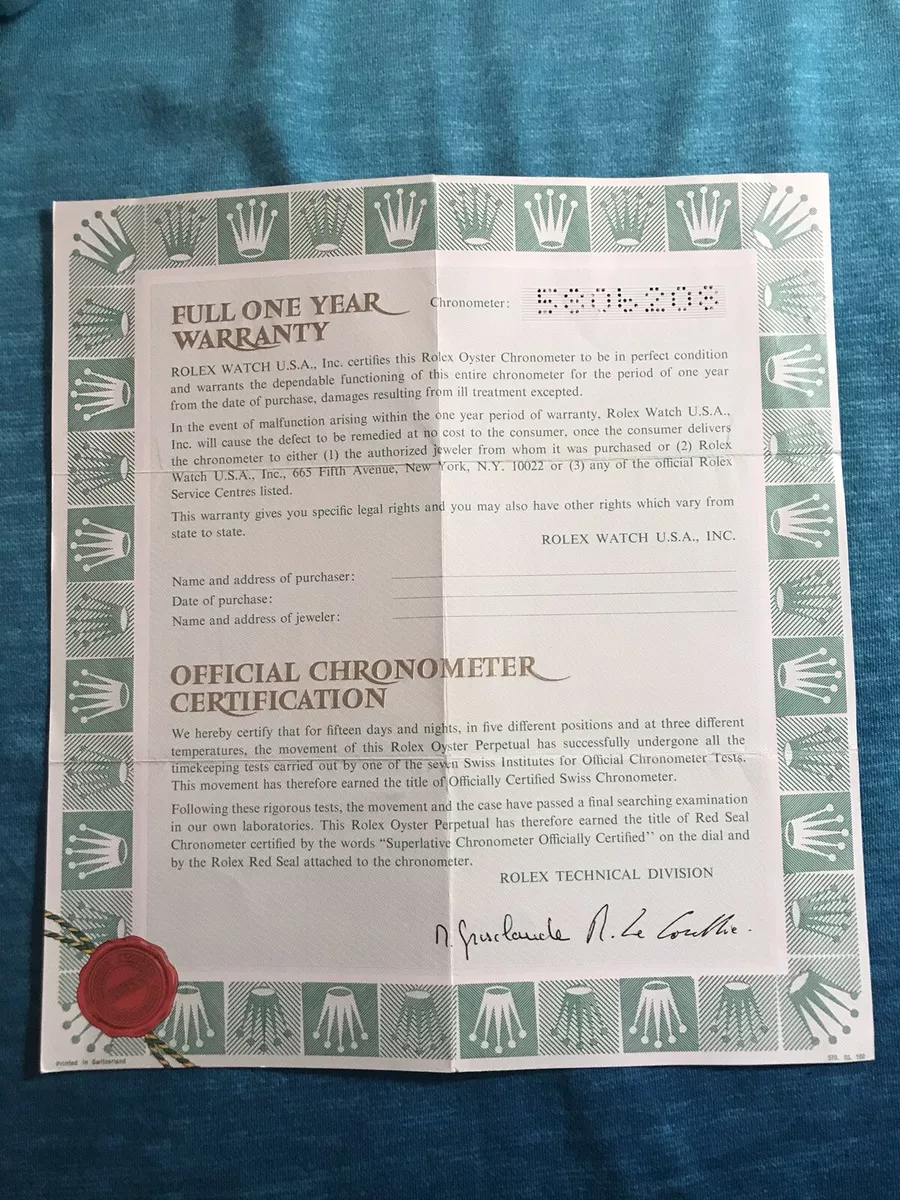 Certificato rolex best sale