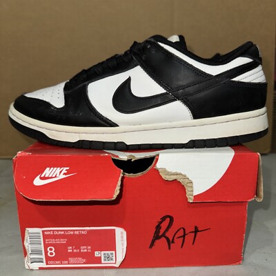 Nike Dunk Low 'Black White Panda' Sneakers DD1391-100 Men's 8 [PREOWNED]
