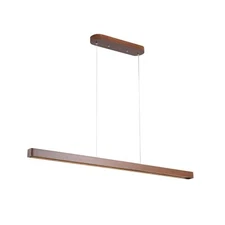 59" Wood Linear Pendant Light 40w Integrated Led Pendant Light Dimmable Ceili...