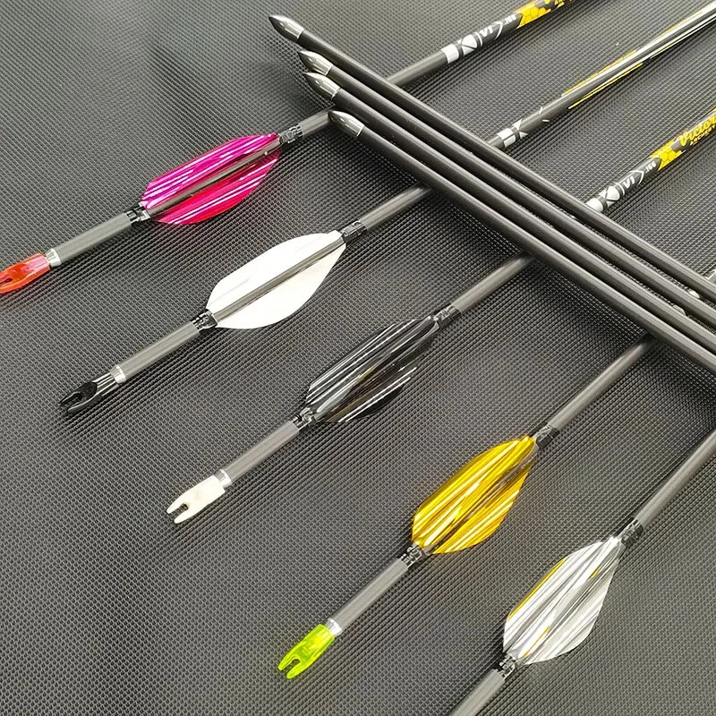 12pcs 30.5in ID4.2mm Pure Carbon Arrow Spine350-900 with 1.8in Spin Vanes - Image 2 of 4