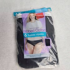 Hanes 6 Pack Breathable Ribbed Cotton Tagless Hipster Briefs Size 5