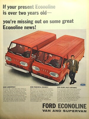 Ford Econoline Van Supervan Space Power Heavy-Duty Red Vintage Print Ad 1965