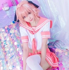 Fate/Grand Order Astolfo JK Uniform Sailor Suit Dress Anime Cosplay Costume Set
