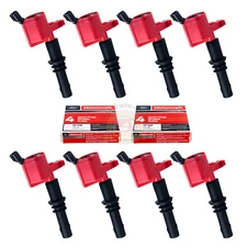 8pc High Performance Red Ignition Coils and Motorcraft Spark Plug for Ford F-150