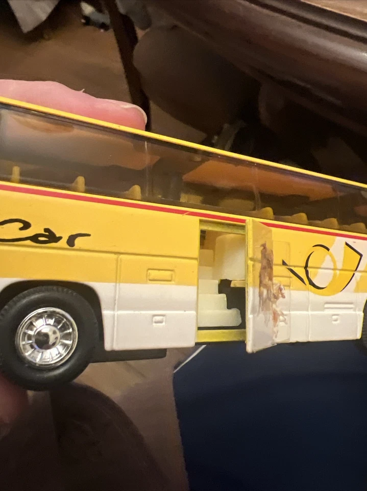 Autobús Welly 7" L Mercedes-Benz clásico amarillo poste de un solo piso coche 303RHD Foto 3 de 4