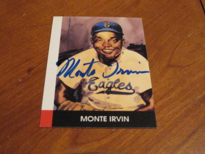 Monte Irvin Autographed Baseball Card JSA Auction Cert 3