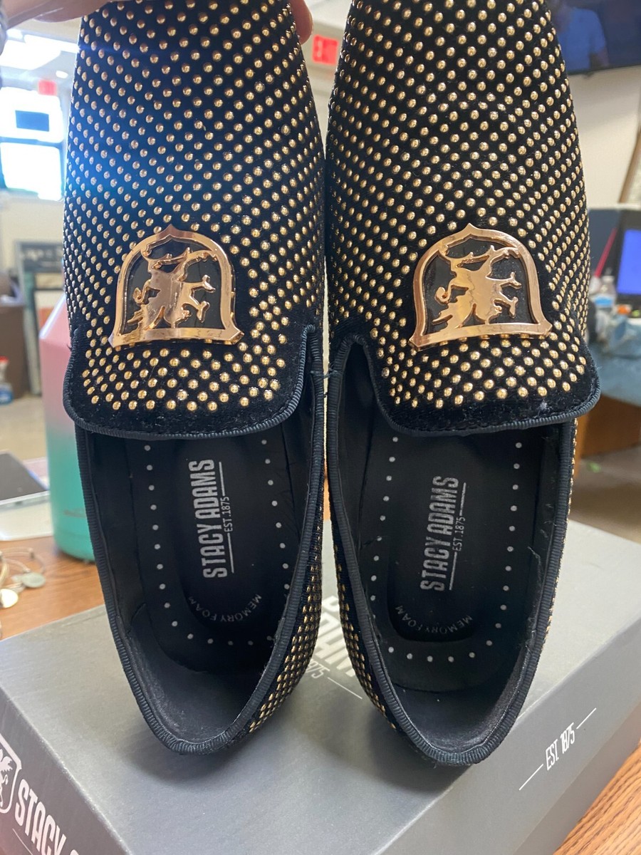 STACY ADAMS Swagger Studded Ornament Loafer Black Gold Mens  display picture 3