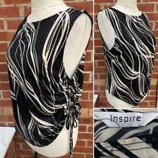 NEW LOOK Size 20-22 Black Cream Top Evening Spring Sparkly Excellent S4