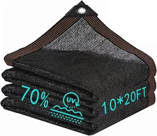 Shade Cloth，70% Garden Sun Shade Cloth Mesh Tarp，10 X 20 FT Black Sun Shade Net,