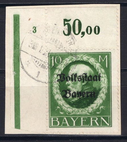 Bayern Nr. 132 II A, gestempelte Bogenecke o.l. mit Plattennummer 3, geprüft