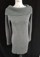 BCBGMaxazria Gray Wool Cowl Neck Tunic Sweater Dress Size M z1