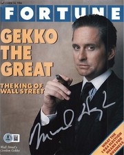 Michael Douglas Signed Auto Wall Street Fortune Replica Magazine Prop Photo BAS