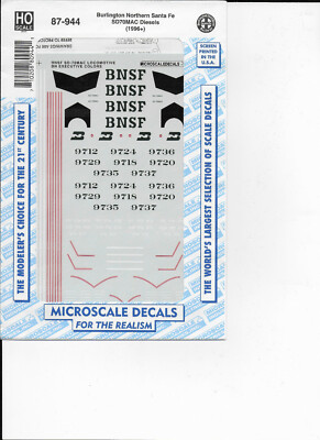 US Microscale Decals 87-944 Burlington Northern Santa Fe SD70MAC Diesels 1996+