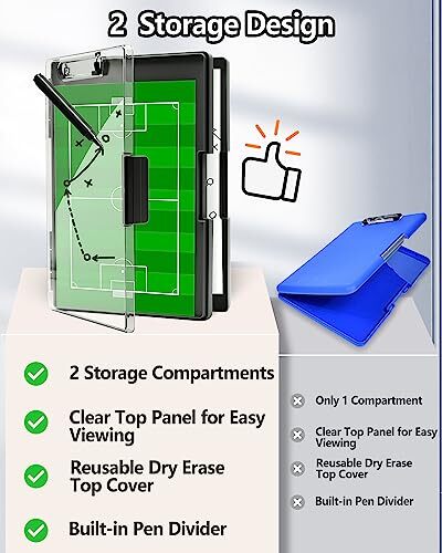 Heavy Duty Clearview Clipboard Folder File Case with 2 Storage and Pen Holder - Foto 2 di 7
