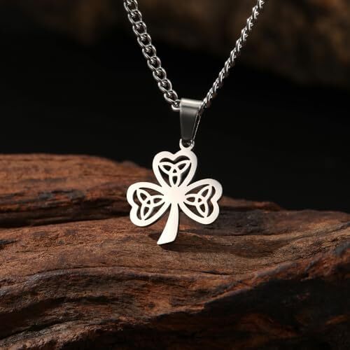 CELTIC SHAMROCK Necklace Pendant Pewter Clover St Patrick's Day Irish Good Luck