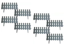 8 x Grey Plastic Wooden Effect Lawn Grass Border Edge Garden Edging Picket Fence