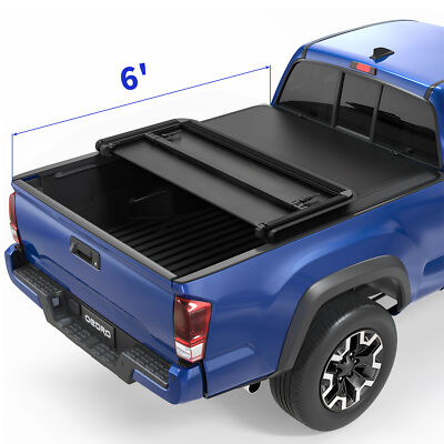 OEDRO 6ft Soft Tri-Fold Tonneau Cover For 2016-2023 Toyota Tacoma - Waterproof Truck Bed Cover