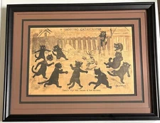 1898 Louis Wain & Katzenjammer Kids Same-Issue NY Journal Cat Cartoons Framed