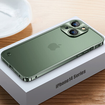 For iPhone 15 Pro Max 14 13 12 Aluminum Metal Frame Bumper Matte Clear Back Case
