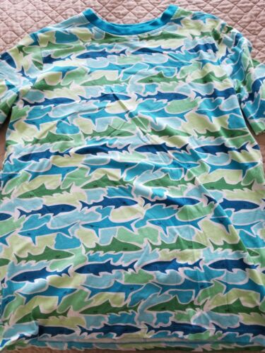 Lands End Boys short sleeve shirt size 14/16 Shark Theme NWOT - Afbeelding 1 van 3