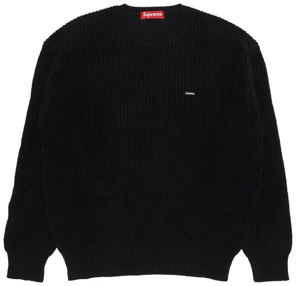 FW23 Supreme Small Box Ribbed Black Crewneck Sweater Size L